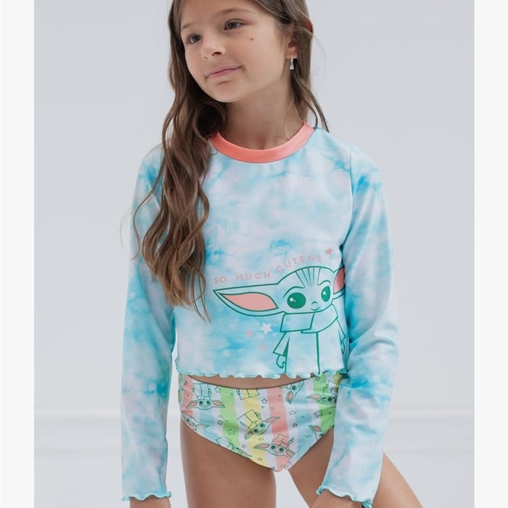 NWT Star Wars Grogu Baby Yoda Tie-Dye Swim Set Girls Size 10-12